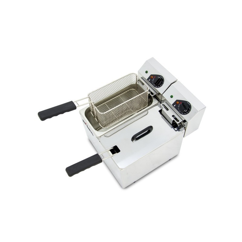 Friteuse électrique EVOLUTION sans robinet, capacité 5 + 5 litres avec puissance 3 + 3 kW monophasée EVO55. - EVO55