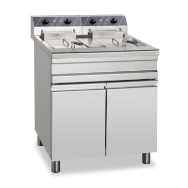 Friteuse Électrique 20+20 Litres 12+12 kW Triphasée avec Meuble EF25+25S AUTONOME - EF25+25S