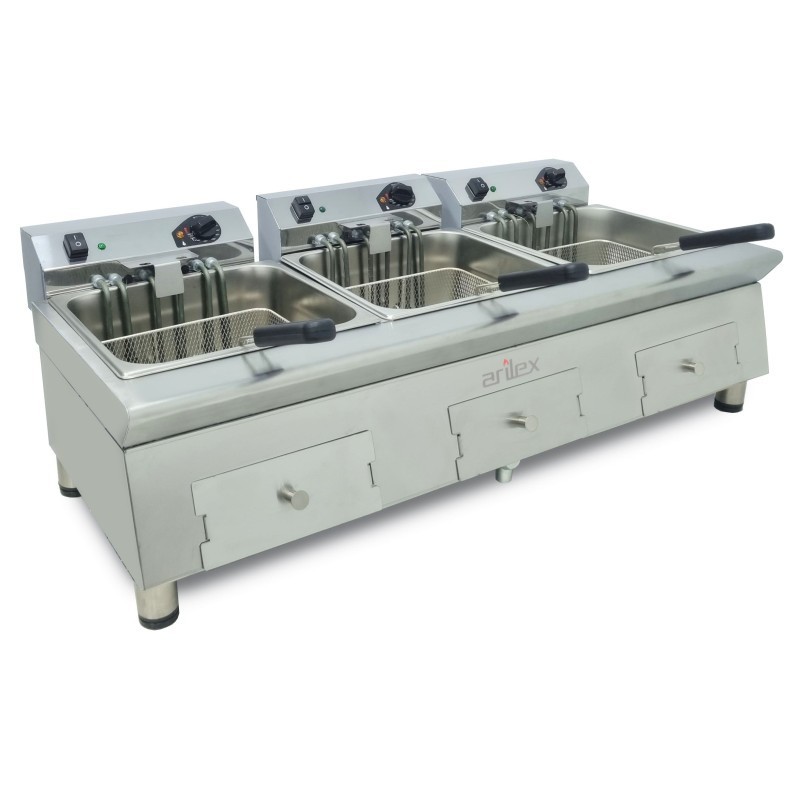 Friteuse électrique 12+12+12 litres 7,5+7,5+7,5 kW triphasée Ligne 600 100FRE121212GTR - 100FRE121212GTR