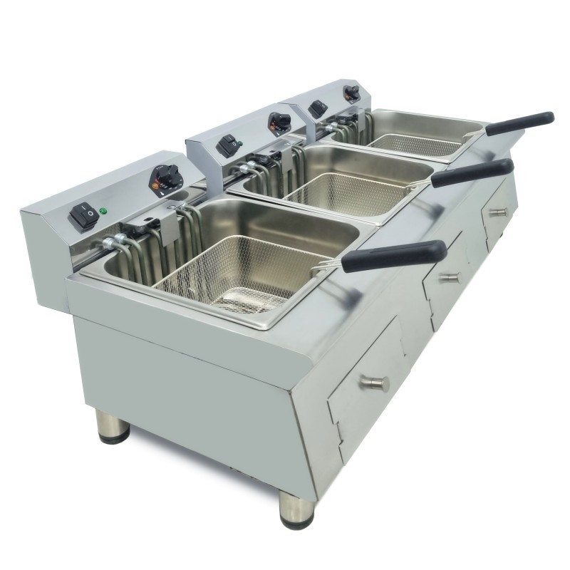 Friteuse électrique 12+12+12 litres 7,5+7,5+7,5 kW triphasée Ligne 600 100FRE121212GTR - 100FRE121212GTR