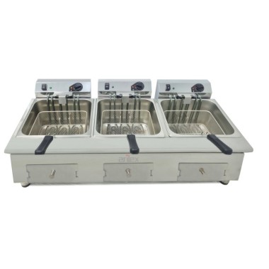 Friteuse électrique 12+12+12 litres 7,5+7,5+7,5 kW triphasée Ligne 600 100FRE121212GTR - 100FRE121212GTR