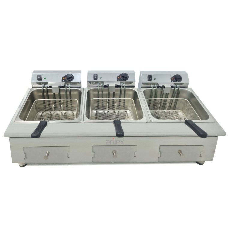 Friteuse électrique 12+12+12 litres 7,5+7,5+7,5 kW triphasée Ligne 600 100FRE121212GTR - 100FRE121212GTR