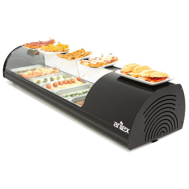 Vitrine réfrigérée pour tapas ARILEX PLACA LISA capacité 6-GN1/3 couleur noire 6VTL-NE - 6VTL-NE