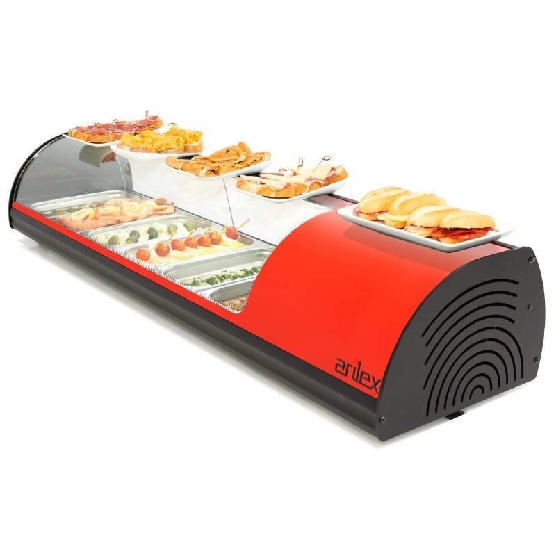 Vitrine réfrigérée à tapas ARILEX PLACA LISA capacité 6-GN1/3 couleur rouge 6VTL-RO - 6VTL-RO