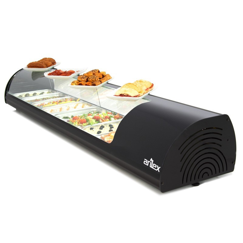 Vitrine réfrigérée pour tapas ARILEX PLAQUE LISSÉE capacité 8-GN1/3 couleur noire 8VTL-NE - 8VTL-NE