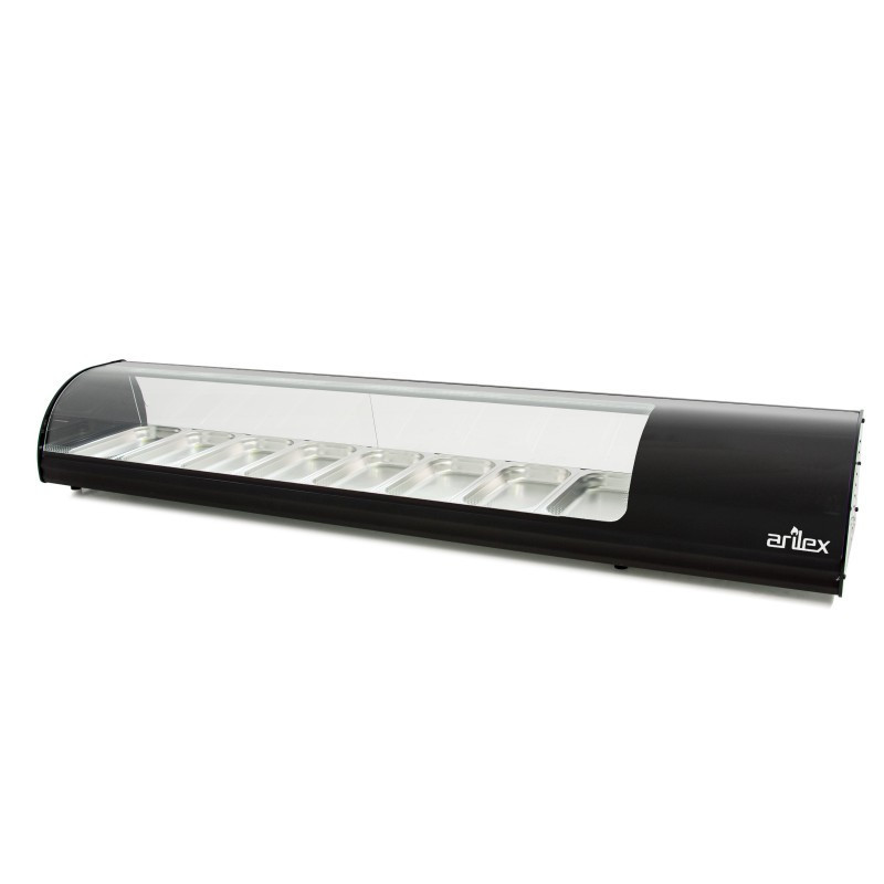 Vitrine réfrigérée pour tapas ARILEX PLAQUE LISSÉE capacité 8-GN1/3 couleur noire 8VTL-NE - 8VTL-NE