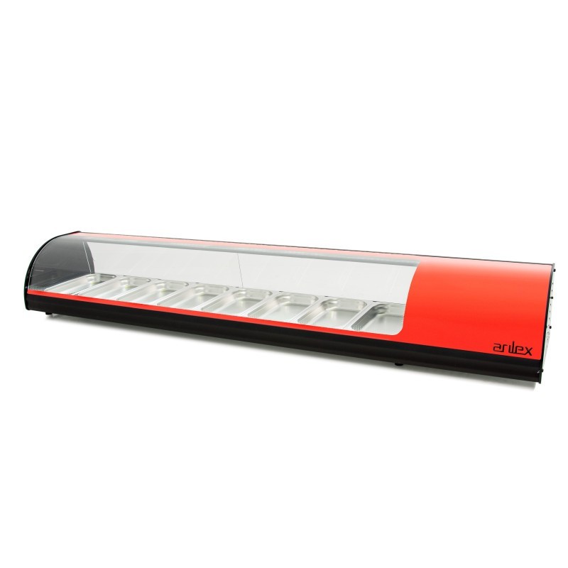 Vitrine réfrigérée à tapas ARILEX PLAQUE LISSE capacité 8-GN1/3 couleur rouge 8VTL-RO - 8VTL-RO
