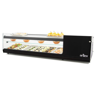 Vitrine réfrigérée à tapas PLaque Lisse capacité 6 plateaux 3 niveaux GN1/3 couleur noire 6VTL-NE TRIPLE - 6VTL-NE TRIPLE