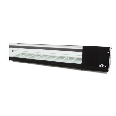 Vitrine réfrigérée de tapas PLATEAU LISSE capacité 6 bacs 3 niveaux GN1/3 couleur noire 8VTL-NE TRIPLE - 8VTL-NE TRIPLE
