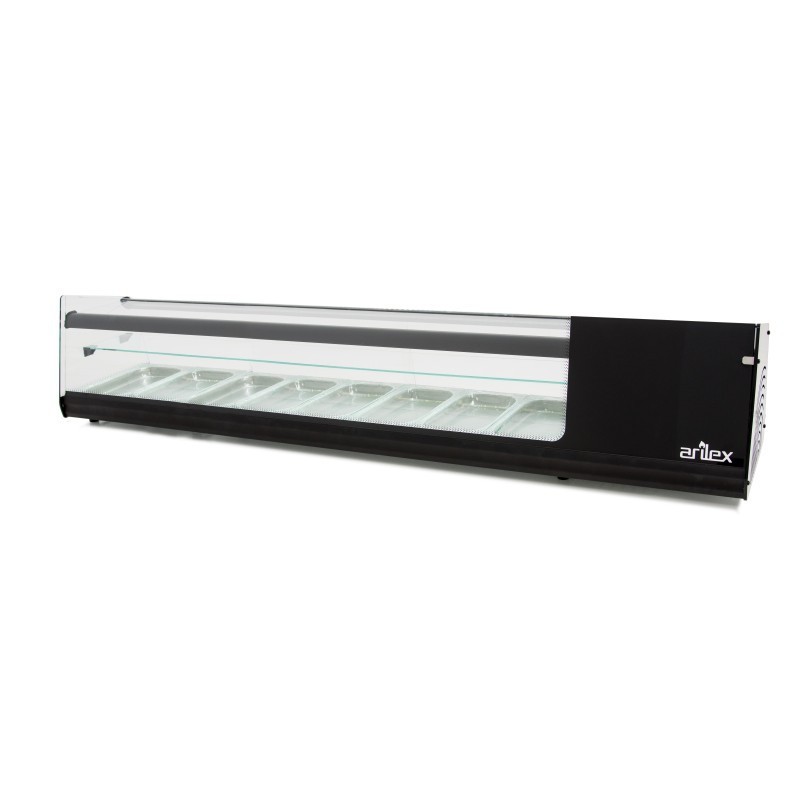 Vitrine réfrigérée de tapas PLATEAU LISSE capacité 6 bacs 3 niveaux GN1/3 couleur noire 8VTL-NE TRIPLE - 8VTL-NE TRIPLE