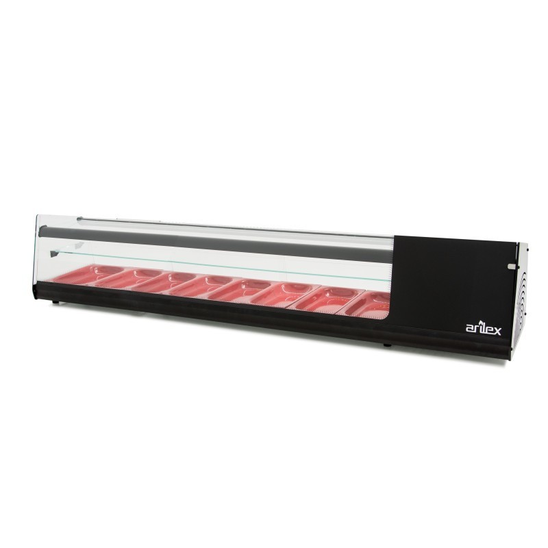 Vitrine réfrigérée de tapas PLATEAU LISSE capacité 6 bacs 3 niveaux GN1/3 couleur noire 8VTL-NE TRIPLE - 8VTL-NE TRIPLE