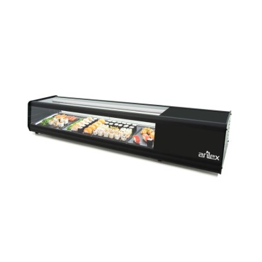 Vitrine réfrigérée pour tapas PLANCHE LISSE capacité 6 bacs GN1/3 couleur noire 6VTL PLANA SUSHI - 6VTL PLANA SUSHI