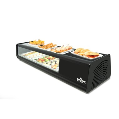 Vitrine PLANA réfrigérée à couvercles PLATE Lisse capacité 4-GN1/3 couleur noire 4VTL PLANA. - 4VTL PLANA