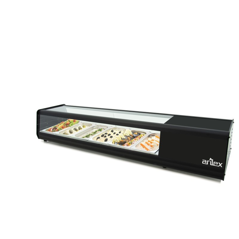 Vitrine PLANE réfrigérée à couvercles PLATE capacité 6-GN1/3 couleur noire 6VTL PLANE. - 6VTL PLANA