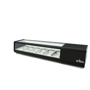 Vitrine PLANE réfrigérée à couvercles PLATE capacité 6-GN1/3 couleur noire 6VTL PLANE. - 6VTL PLANA