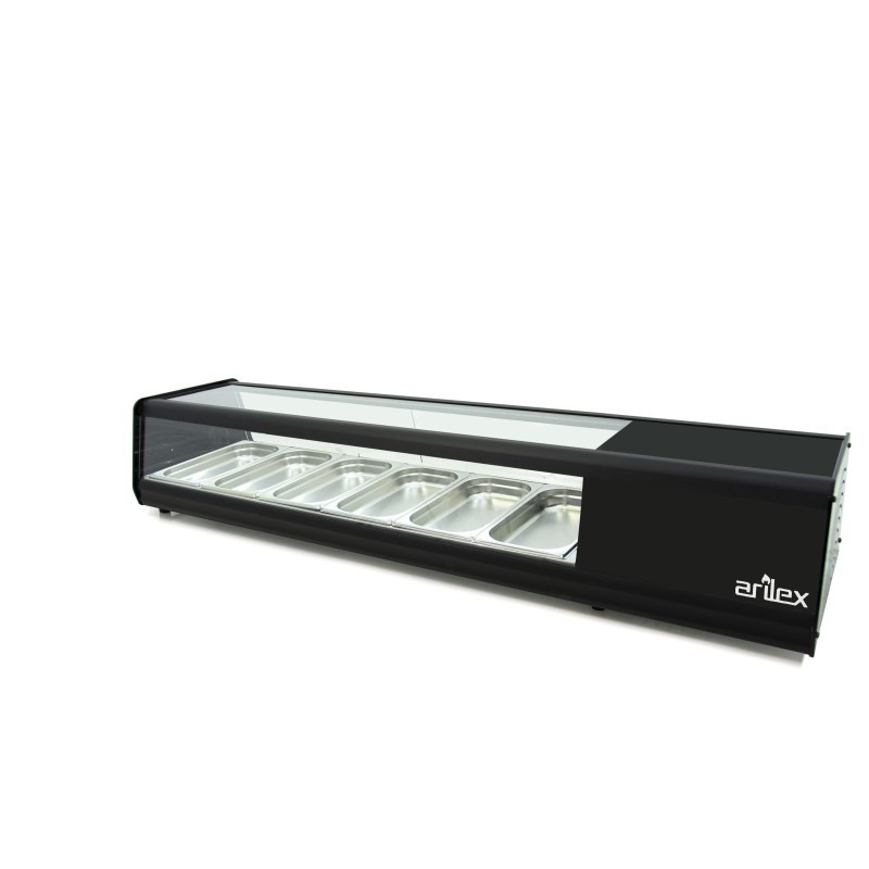 Vitrine PLANE réfrigérée à couvercles PLATE capacité 6-GN1/3 couleur noire 6VTL PLANE. - 6VTL PLANA