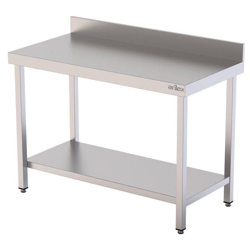 Table murale en acier inoxydable AISI 304 avec étagère 1500x600x850 mm. - 15060MM