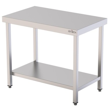 Table centrale en acier inoxydable AISI 304 avec étagère 1000x600x850 mm - 10060MC