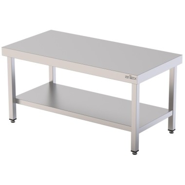 Table centrale basse en acier inoxydable AISI 304 avec étagère 700x600x600 mm - 7060MB