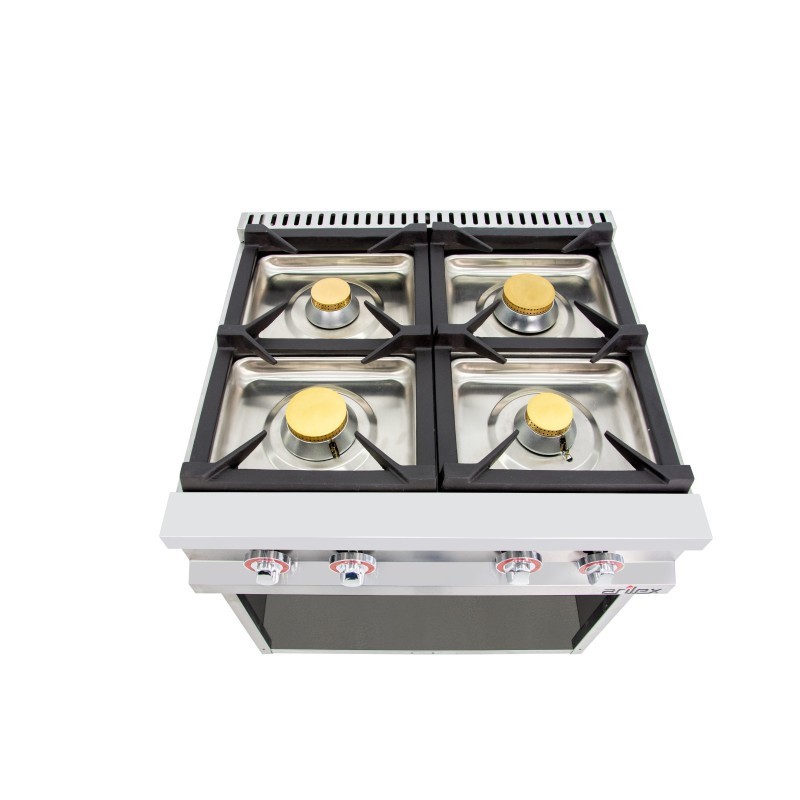 Cuisine à gaz 4 feux avec pilote de 2x7,5 + 2x5,5 kW 80CG70 EASY 700 - 80CG70