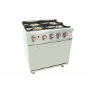Cuisine à gaz 4 foyers avec pilote de 2x7,5 + 2x5,5 kW avec four GN2/1 thermostatique de 7,5 kW 80CG70H EASY 700. - 80CG70H