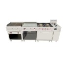 Cuisine à gaz 4 foyers avec pilote de 2x7,5 + 2x5,5 kW avec four GN2/1 thermostatique de 7,5 kW 80CG70H EASY 700. - 80CG70H