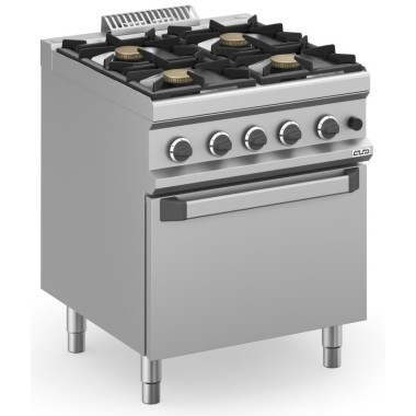 Cuisine à gaz 4 foyers 4x5,5 kW avec four à gaz MFB77FGXS MAGISTRA PLUS 700. - MFB77FGXS