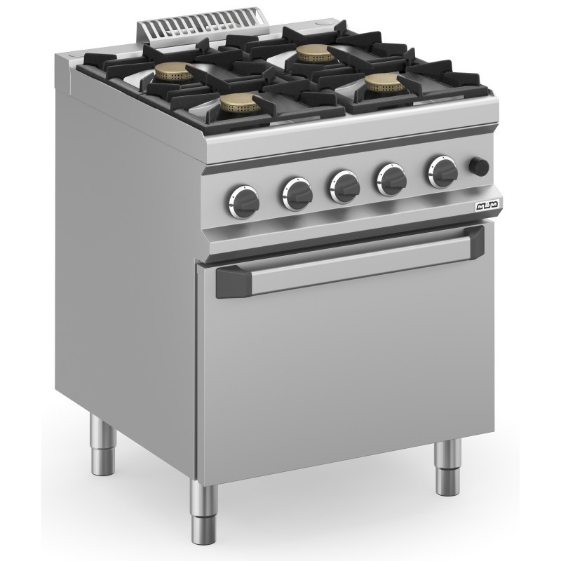 Cuisine à gaz 4 foyers 4x5,5 kW avec four à gaz MFB77FGXS MAGISTRA PLUS 700. - MFB77FGXS
