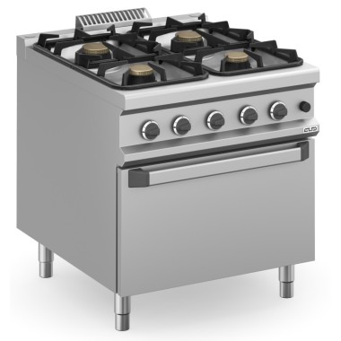 Cuisine à gaz 4 feux 2x7 + 2x11 kW avec Four à Gaz MFB98FGXL MAGISTRA PLUS 900 - MFB98FGXL