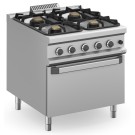 Cuisine à gaz 4 feux 2x7 + 2x11 kW avec Four à Gaz MFB98FGXL MAGISTRA PLUS 900 - MFB98FGXL