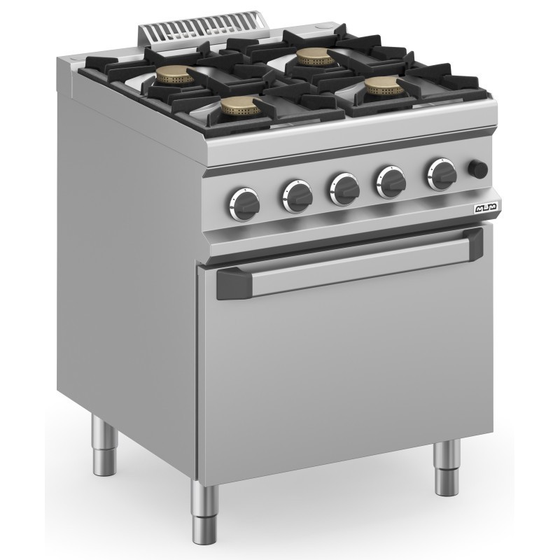 Cuisine à gaz 4 feux 4x7 kW avec four à gaz MFB77FGXL MAGISTRA PLUS 700. - MFB77FGXL