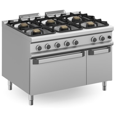 Cuisine à gaz 6 feux 3x7 + 3x11 kW avec four à gaz MFB912AFGXXL MAGISTRA PLUS 900 - MFB912AFGXXL