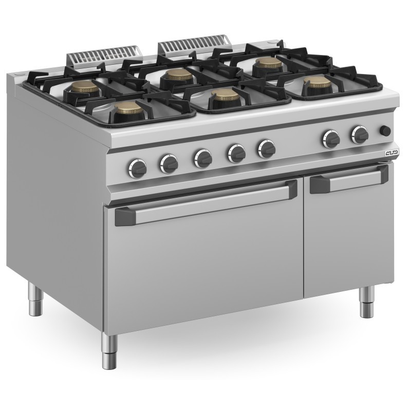 Cuisine à gaz 6 feux 3x7 + 3x11 kW avec four à gaz MFB912AFGXXL MAGISTRA PLUS 900 - MFB912AFGXXL