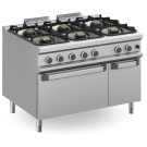 Cuisine à gaz 6 feux 3x7 + 3x11 kW avec four à gaz MFB912AFGXXL MAGISTRA PLUS 900 - MFB912AFGXXL