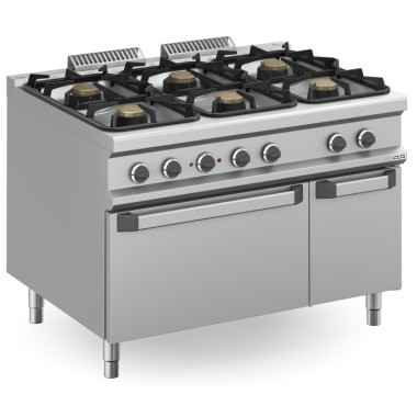 Cuisinière à gaz 6 foyers 3x7 + 3x11 kW avec Four Électrique MFB912AFEXXL MAGISTRA PLUS 900 - MFB912AFEXXL