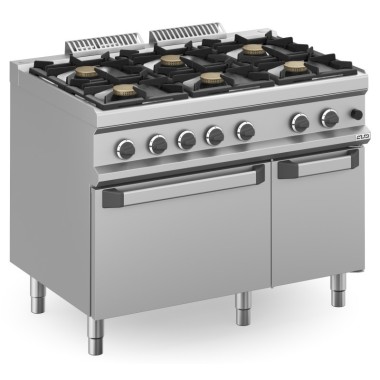 Cuisine à gaz 6 feux 6x5,5 kW avec four à gaz MFB711AFGXS MAGISTRA PLUS 700 - MFB711AFGXS