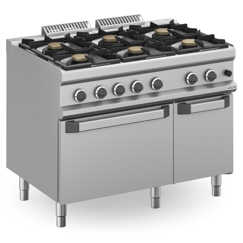 Cuisine à gaz 6 feux 6x5,5 kW avec four à gaz MFB711AFGXS MAGISTRA PLUS 700 - MFB711AFGXS