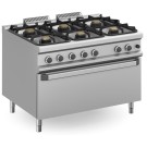 Cuisine à gaz 6 feux 3x7 + 3x11 Kw avec Four EXTRA GRAND à Gaz MFB912FMXXL MAGISTRA PLUS 900 - MFB912FMXXL