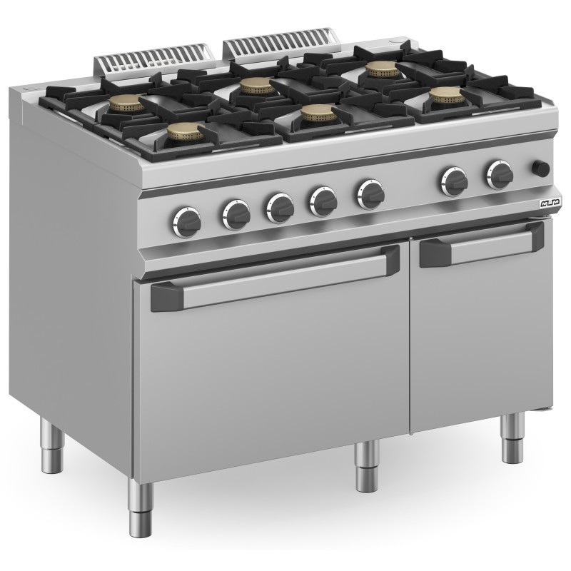 Cuisine à gaz 6 feux 6x7 kW avec four à gaz MFB711AFGXL MAGISTRA PLUS 700 - MFB711AFGXL