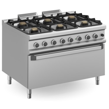 Cuisine à gaz 6 feux 3x7 + 3x11 Kw avec Four EXTRA GRAND à Gaz avec Grill MFB9912FMGXXL MAGISTRA PLUS 900 - MFB912FMGXXL