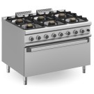 Cuisine à gaz 6 feux 3x7 + 3x11 Kw avec Four EXTRA GRAND à Gaz avec Grill MFB9912FMGXXL MAGISTRA PLUS 900 - MFB912FMGXXL