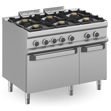 Cuisinière à gaz 6 feux 6x5,5 kW avec four électrique statique MFB711AFEXS MAGISTRA PLUS 700 - MFB711AFEXS