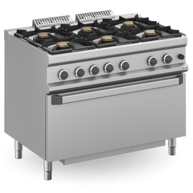 Cuisinière à gaz 6 feux 6x5,5 kW avec four EXTRA GRAND à gaz MFB711FGMXS MAGISTRA PLUS 700. - MFB711FGMXS