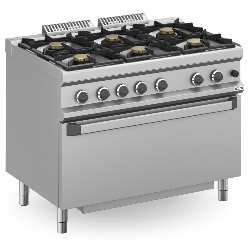 Cuisinière à gaz 6 feux 6x5,5 kW avec four EXTRA GRAND à gaz MFB711FGMXS MAGISTRA PLUS 700. - MFB711FGMXS