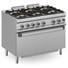 Cuisinière à gaz 6 feux 6x5,5 kW avec four EXTRA GRAND à gaz MFB711FGMXS MAGISTRA PLUS 700. - MFB711FGMXS