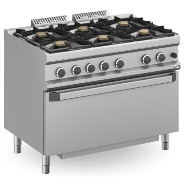 Cuisinière à gaz 6 feux 6x7 kW avec four EXTRA GRAND à gaz MFB711FGMXL MAGISTRA PLUS 700 - MFB711FGMXL