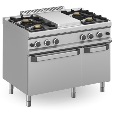 Cuisine à gaz 4 foyers 4x7 kW et Plaque centrale 5,5 kW avec Four à gaz MFB711MFG4XL MAGISTRA PLUS 700 - MFB711MFG4XL