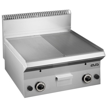 Frytop à gaz 60 cm Plaque Lisse-Rainurée Acier Rectifié GFT665LR SMART 650 - GFT665LR