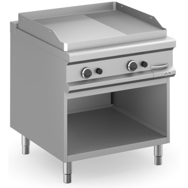 Frytop à gaz 80 cm Plaque Lisse - Rainurée Acier Rectifié avec Mobilier MFTG98ALR MAGISTRA PLUS 900 - MFTG98ALR