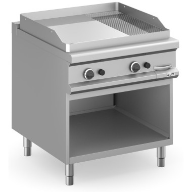 Frytop à gaz 80 cm Plaque Lisse - Rainurée en Chrome Dur avec Meuble MFTG98ALRC MAGISTRA PLUS 900 - MFTG98ALRC